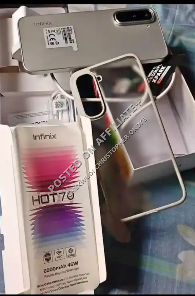 Infinix hot 70 128gb rom 4+4gb ram nice phone milk colour  2